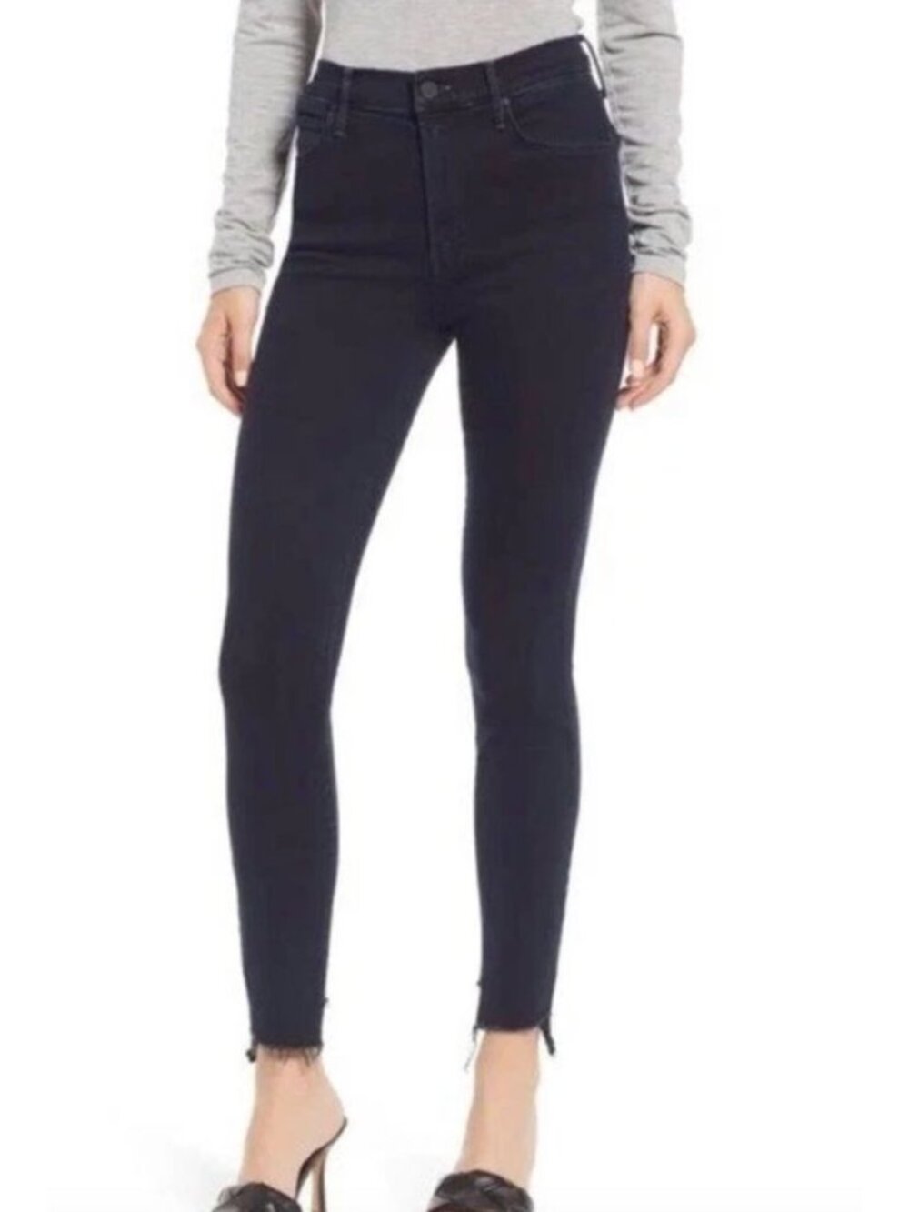 MOTHER The Stunner Zip Two Step Fray Ankle Jeans Holding Hands Size 29